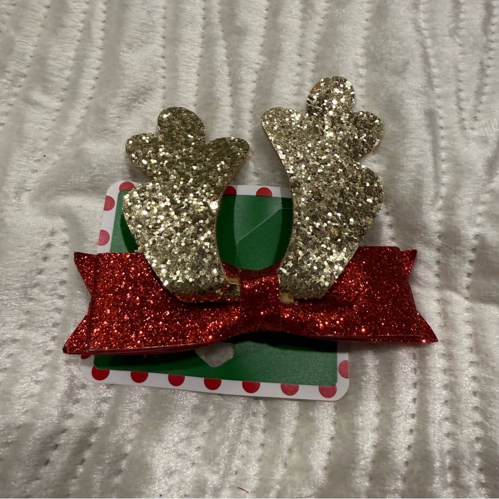 10 for $10 Glittery Reindeer Kids Hair Clip